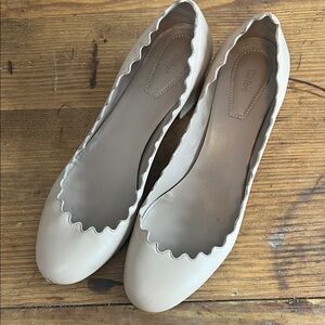 Chloe Lauren dusty rose leather Scalloped Heels Sz 7.5